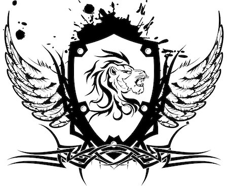 heraldic lion head coat of arms tattoo in vector format very easy to edit Stock Photo - Budget Royalty-Free & Subscription, Code: 400-07823096