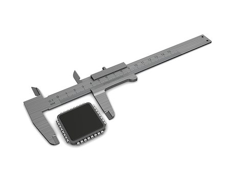 simsearch:400-05321544,k - 3d illustration of computer chip and caliper, over white background Photographie de stock - Aubaine LD & Abonnement, Code: 400-07823150