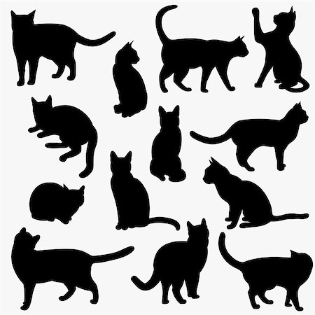 simsearch:400-05333490,k - Set of cats Silhouettes on a white background. Photographie de stock - Aubaine LD & Abonnement, Code: 400-07823413