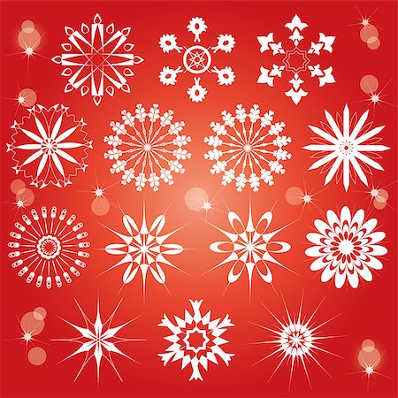 simsearch:400-07215586,k - vector decorative snowflakes on a red background Stock Photo - Budget Royalty-Free & Subscription, Code: 400-07823432