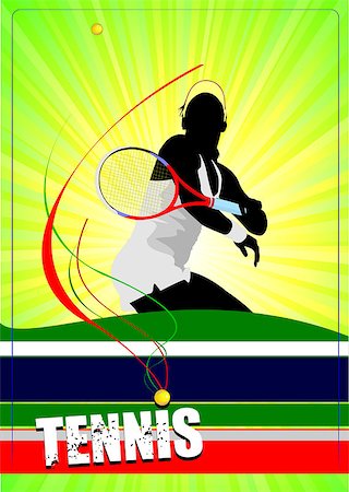 simsearch:400-07754437,k - Woman tennis player poster. Vector illustration for designers Fotografie stock - Microstock e Abbonamento, Codice: 400-07823511