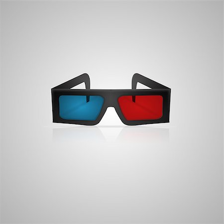 simsearch:400-06171207,k - 3d cinema glasses with red and blue lens and back frame. Isolated vector illustration on gray. Fotografie stock - Microstock e Abbonamento, Codice: 400-07823601