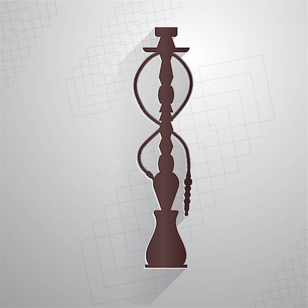 pipe smoker - Flat gray silhouette vector icon for hookah on brown background. Stock Photo - Budget Royalty-Free & Subscription, Code: 400-07823610