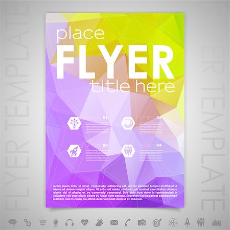 Flyer Design with Triangle Pattern, Icons and Number Options. Vector Template. Stock Photo - Budget Royalty-Free & Subscription, Code: 400-07823680