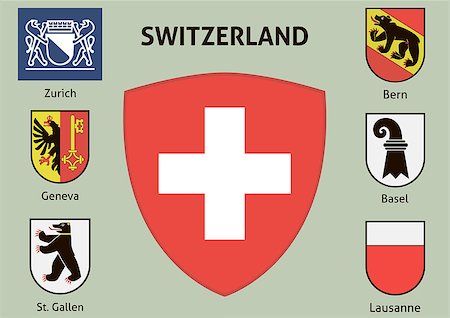 simsearch:640-02948137,k - Coat of arms. Cities of Switzerland Photographie de stock - Aubaine LD & Abonnement, Code: 400-07823774