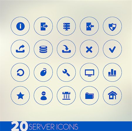 Simple thin server blue icons on light blurred background, 10 EPS Stock Photo - Budget Royalty-Free & Subscription, Code: 400-07823780