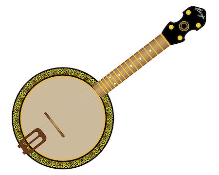 banjo string instrument on a white background Foto de stock - Super Valor sin royalties y Suscripción, Código: 400-07823935