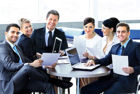 Group of happy business people in a meeting at office Stock Photo - Budget Royalty-Free & Subscription, Code: 400-07823984