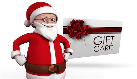 simsearch:400-07834588,k - Cute cartoon santa claus against gift card with festive bow Fotografie stock - Microstock e Abbonamento, Codice: 400-07834646