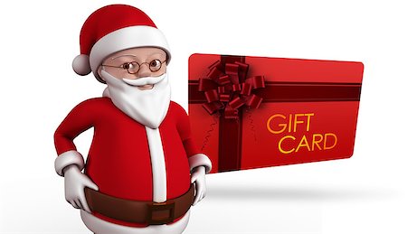 simsearch:400-07834588,k - Cute cartoon santa claus against gift card with festive bow Fotografie stock - Microstock e Abbonamento, Codice: 400-07834648