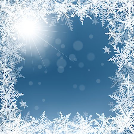 simsearch:400-08407579,k - Christmas snowflakes and sun on blue background. Vector illustration. Photographie de stock - Aubaine LD & Abonnement, Code: 400-07835738