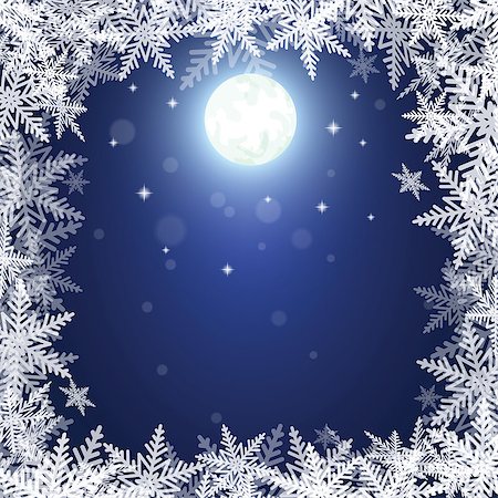 simsearch:400-08407579,k - Christmas snowflakes and moon on dark blue background. Vector illustration. Photographie de stock - Aubaine LD & Abonnement, Code: 400-07835758