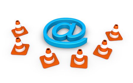 E-mail symbol is behind some traffic cones Stock Photo - Budget Royalty-Free & Subscription, Code: 400-07835981