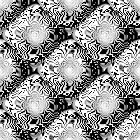simsearch:400-07990322,k - Design seamless monochrome whirl pattern. Monochrome geometric circular diagonal background. Vector art Photographie de stock - Aubaine LD & Abonnement, Code: 400-07836091