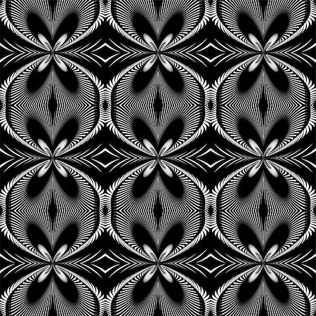 simsearch:400-07676348,k - Design seamless decorative pattern. Abstract monochrome waving lines background. Vector art. No gradient Stock Photo - Budget Royalty-Free & Subscription, Code: 400-07836101