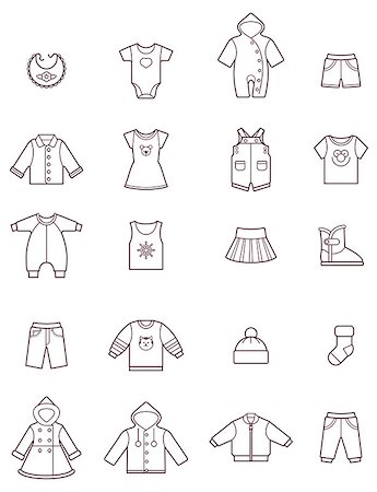 Set of the baby clothes icons Stock Photo - Budget Royalty-Free & Subscription, Code: 400-07836135