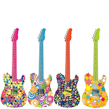 simsearch:400-08414976,k - Flower power electric guitars Stock Photo - Budget Royalty-Free & Subscription, Code: 400-07836211