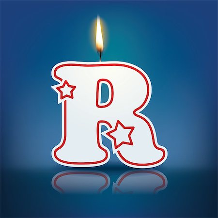 Candle letter R with flame - eps 10 vector illustration Stock Photo - Budget Royalty-Free & Subscription, Code: 400-07836284