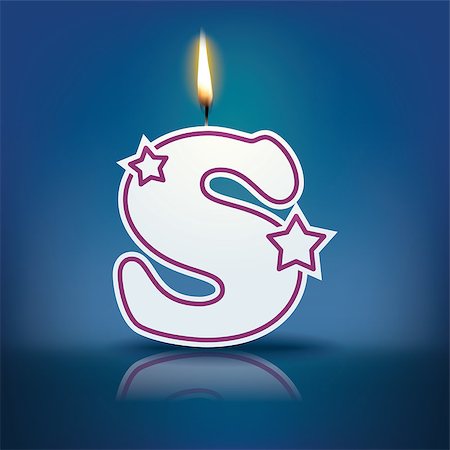 Candle letter S with flame - eps 10 vector illustration Stock Photo - Budget Royalty-Free & Subscription, Code: 400-07836285