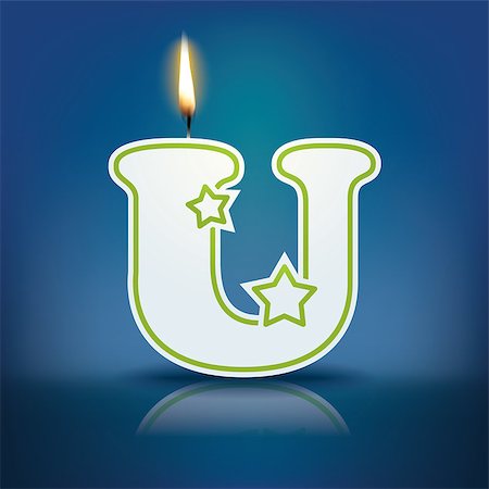 Candle letter U with flame - eps 10 vector illustration Stock Photo - Budget Royalty-Free & Subscription, Code: 400-07836287