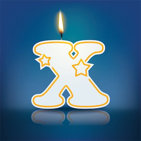 Candle letter X with flame - eps 10 vector illustration Stock Photo - Budget Royalty-Free & Subscription, Code: 400-07836289