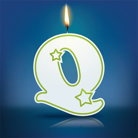 Candle letter Q with flame - eps 10 vector illustration Stock Photo - Budget Royalty-Free & Subscription, Code: 400-07836283