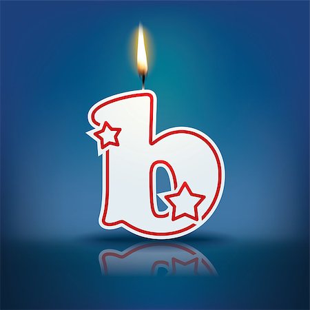 Candle letter b with flame - eps 10 vector illustration Stock Photo - Budget Royalty-Free & Subscription, Code: 400-07836294