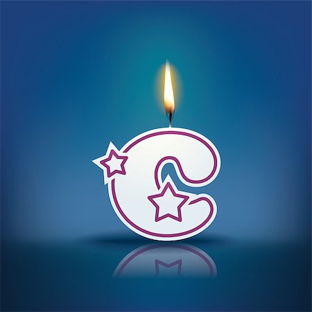 Candle letter c with flame - eps 10 vector illustration Stock Photo - Budget Royalty-Free & Subscription, Code: 400-07836295