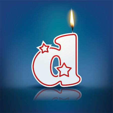 Candle letter d with flame - eps 10 vector illustration Stock Photo - Budget Royalty-Free & Subscription, Code: 400-07836296