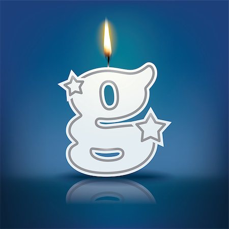 Candle letter g with flame - eps 10 vector illustration Stock Photo - Budget Royalty-Free & Subscription, Code: 400-07836299