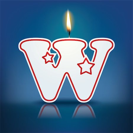 Candle letter W with flame - eps 10 vector illustration Stock Photo - Budget Royalty-Free & Subscription, Code: 400-07836291