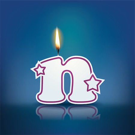 Candle letter n with flame - eps 10 vector illustration Stock Photo - Budget Royalty-Free & Subscription, Code: 400-07836306
