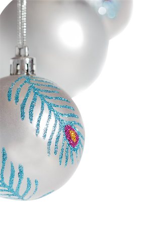 isolated silver Christmas balls Stockbilder - Microstock & Abonnement, Bildnummer: 400-07836324