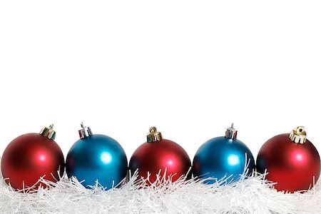 blue and red Christmas balls on the white background Stockbilder - Microstock & Abonnement, Bildnummer: 400-07836323