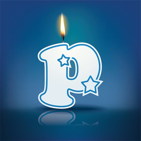 Candle letter p with flame - eps 10 vector illustration Stock Photo - Budget Royalty-Free & Subscription, Code: 400-07836339