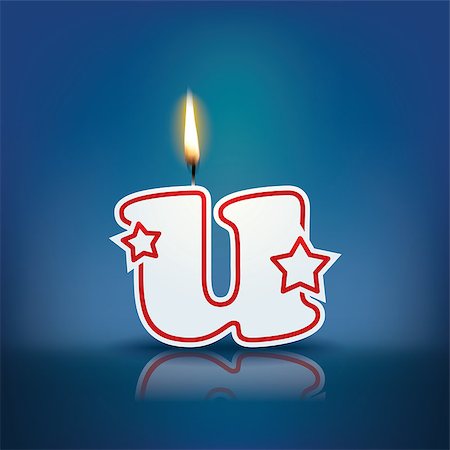 Candle letter u with flame - eps 10 vector illustration Stock Photo - Budget Royalty-Free & Subscription, Code: 400-07836344