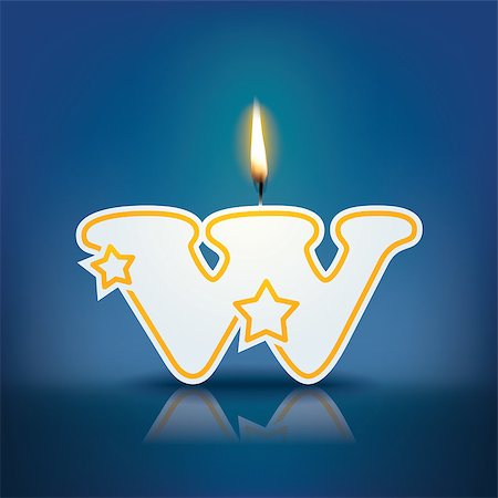 Candle letter w with flame - eps 10 vector illustration Stock Photo - Budget Royalty-Free & Subscription, Code: 400-07836348