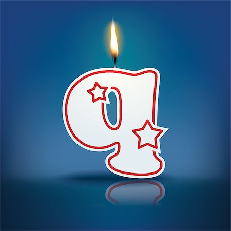 Candle letter q with flame - eps 10 vector illustration Stock Photo - Budget Royalty-Free & Subscription, Code: 400-07836340