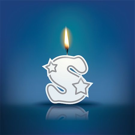 Candle letter s with flame - eps 10 vector illustration Stock Photo - Budget Royalty-Free & Subscription, Code: 400-07836342