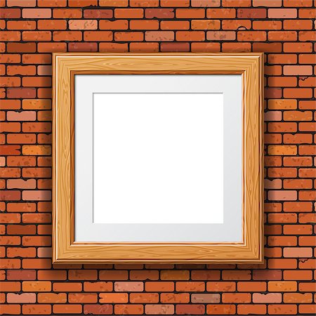 Brick Wall with Wooden Frame. Vector illustration. Stock Photo - Budget Royalty-Free & Subscription, Code: 400-07836358