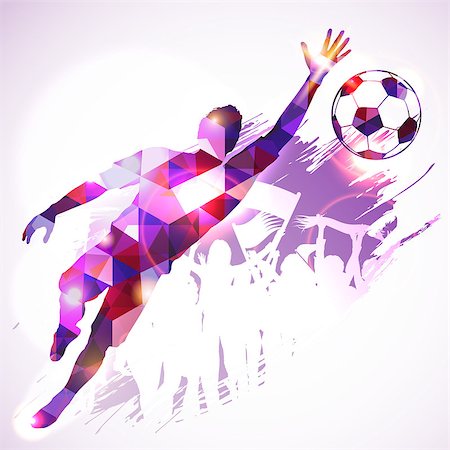 soccer shoot goal - Silhouette Soccer Player Goalkeeper and Fans in Mosaic Pattern on grunge background, vector illustration. Stock Photo - Budget Royalty-Free & Subscription, Code: 400-07836375