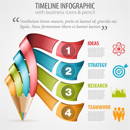 Business Timeline Infographic with Pencil, Icons and Number Options. Vector Template Foto de stock - Super Valor sin royalties y Suscripción, Código: 400-07836371