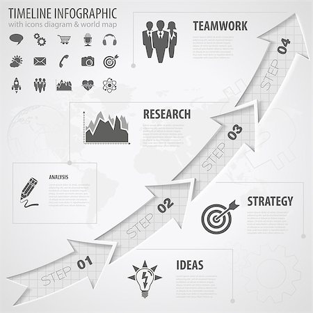 simsearch:400-09097818,k - Business Timeline Infographic with Arrows, Icons and Number Options. Vector Template Foto de stock - Royalty-Free Super Valor e Assinatura, Número: 400-07836372