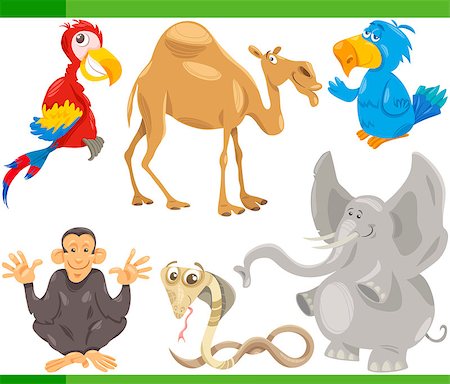 simsearch:400-08916376,k - Cartoon Illustration of Funny Wild Animals Set Foto de stock - Super Valor sin royalties y Suscripción, Código: 400-07836428