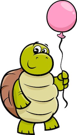 simsearch:400-09049781,k - Cartoon Illustration of Funny Turtle Animal Character with Balloon Foto de stock - Super Valor sin royalties y Suscripción, Código: 400-07836420