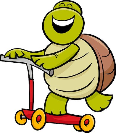 simsearch:400-09049781,k - Cartoon Illustration of Funny Turtle Animal Character Riding on Scooter Foto de stock - Super Valor sin royalties y Suscripción, Código: 400-07836422