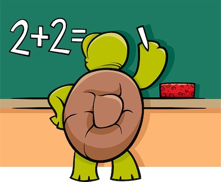 Cartoon Illustration of Funny Turtle Animal Character Solving a Math Problem at Blackboard Stock Photo - Budget Royalty-Free & Subscription, Code: 400-07836423