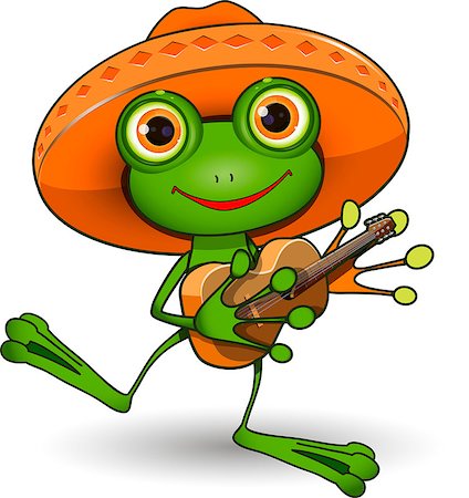 simsearch:400-06326877,k - Illustration frog in a sombrero with a guitar Stockbilder - Microstock & Abonnement, Bildnummer: 400-07836476