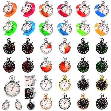 simsearch:400-08648450,k - Set of Stopwatch with Colored Arrow on White Background. Foto de stock - Super Valor sin royalties y Suscripción, Código: 400-07836585