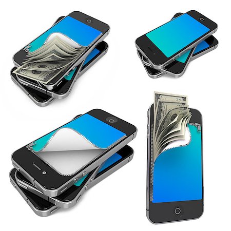 smartphone payment - Mobile Payments- Set of 3D Illustrations on Isolated Background. Foto de stock - Super Valor sin royalties y Suscripción, Código: 400-07836593